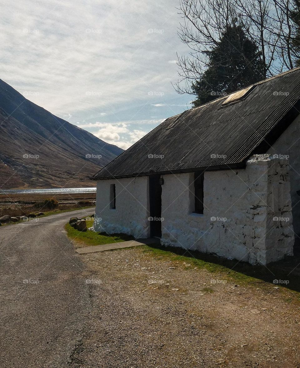White house in the highlands of Scotland