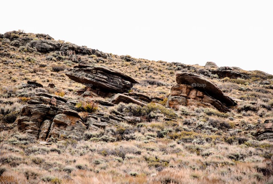 Rock Formations on Hillside
