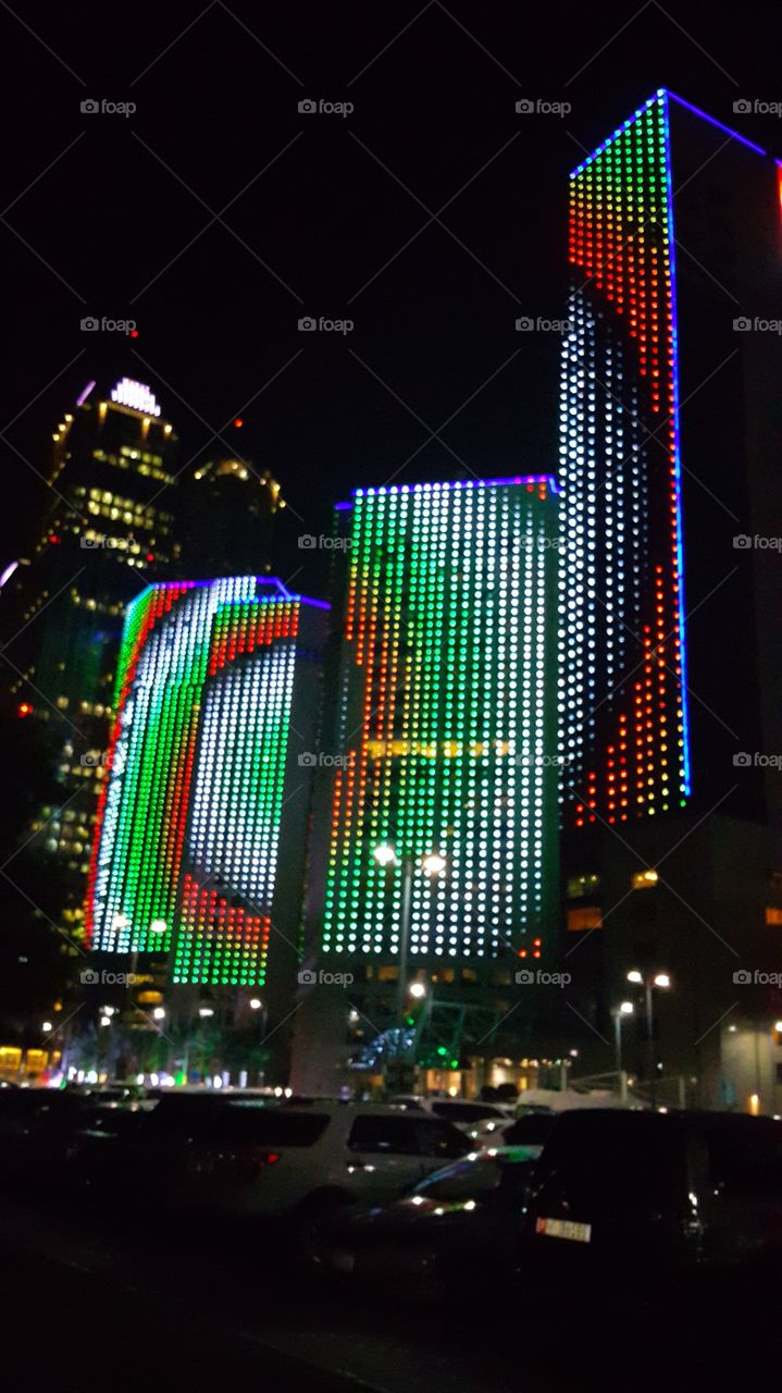 Building in Abu Dhabi. Celebrating Abu Dhabi National Day