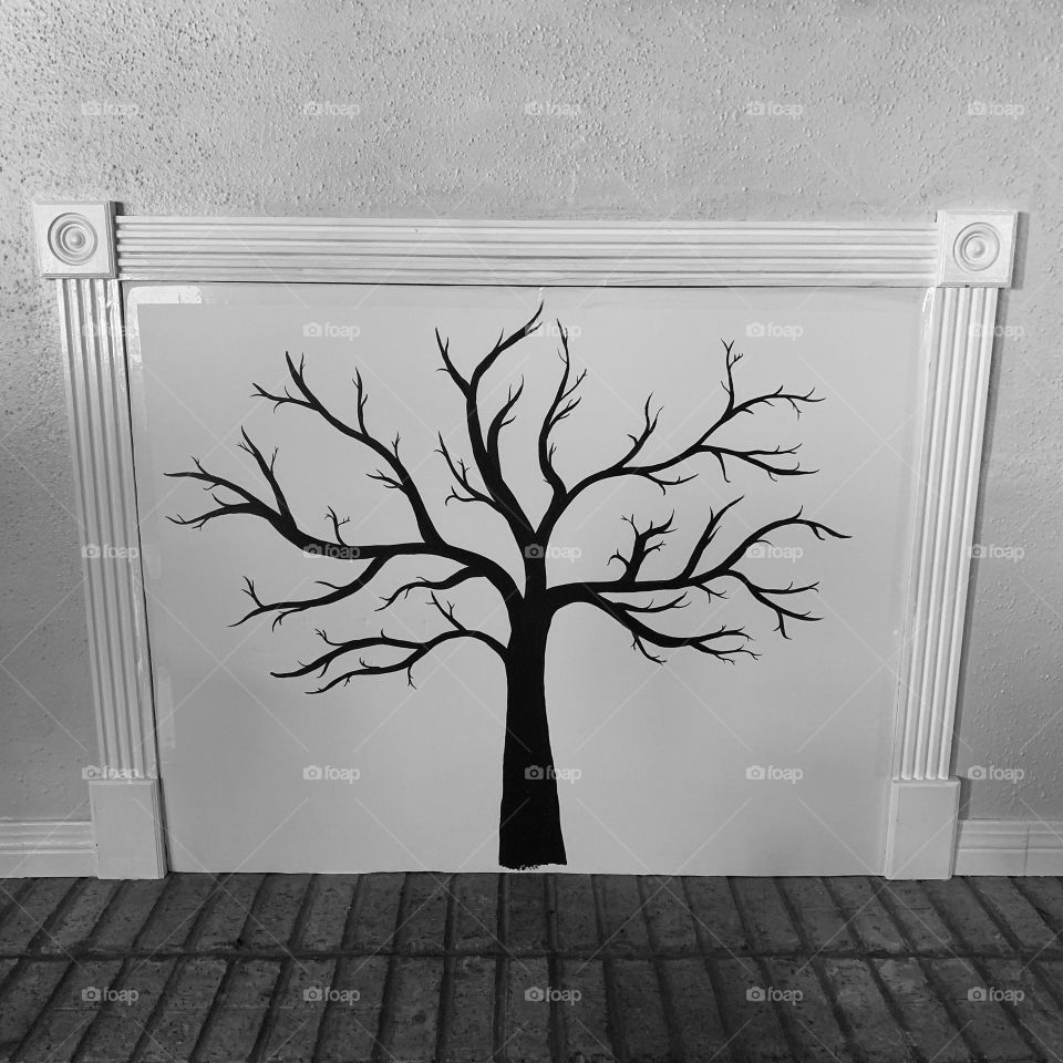 Fireplace Cover Hand Painted Tree