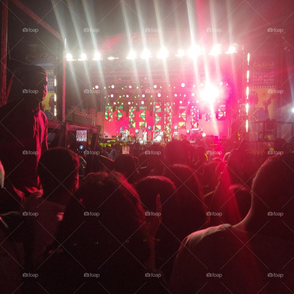 Beautiful crowd of people in festival of international music at essaouira city in Morocco.