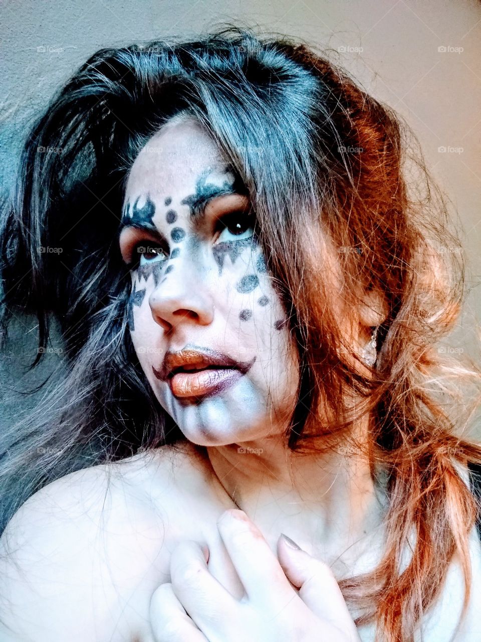 close-up image of woman with Halloween makeup