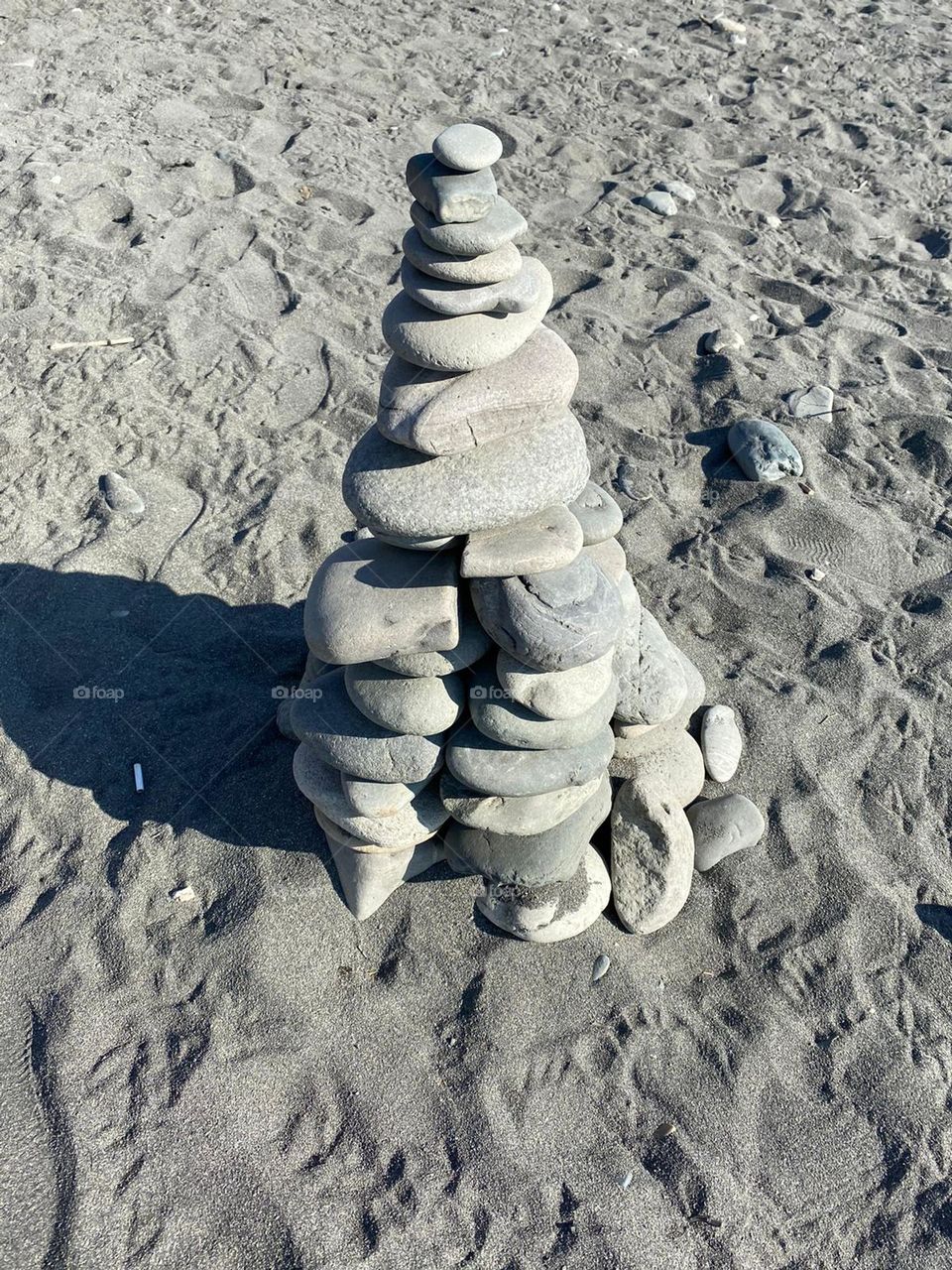 construction of pebbles on the seashore of the Black Sea