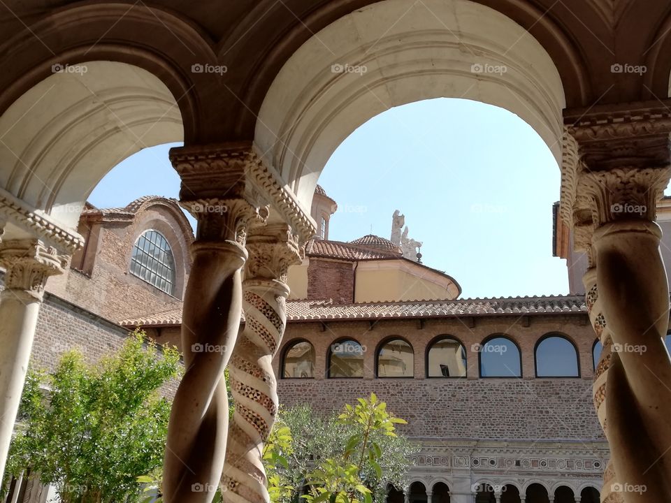 Looking from the window arch . Church 
