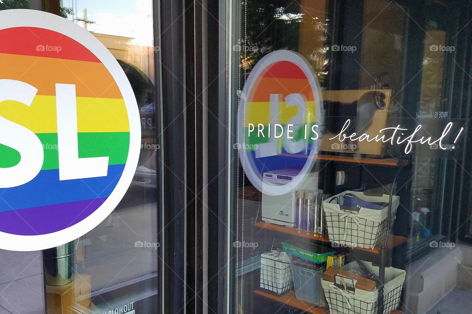 A small shop featuring the Pride symbol in the largely populated area of Columbus, Ohio.