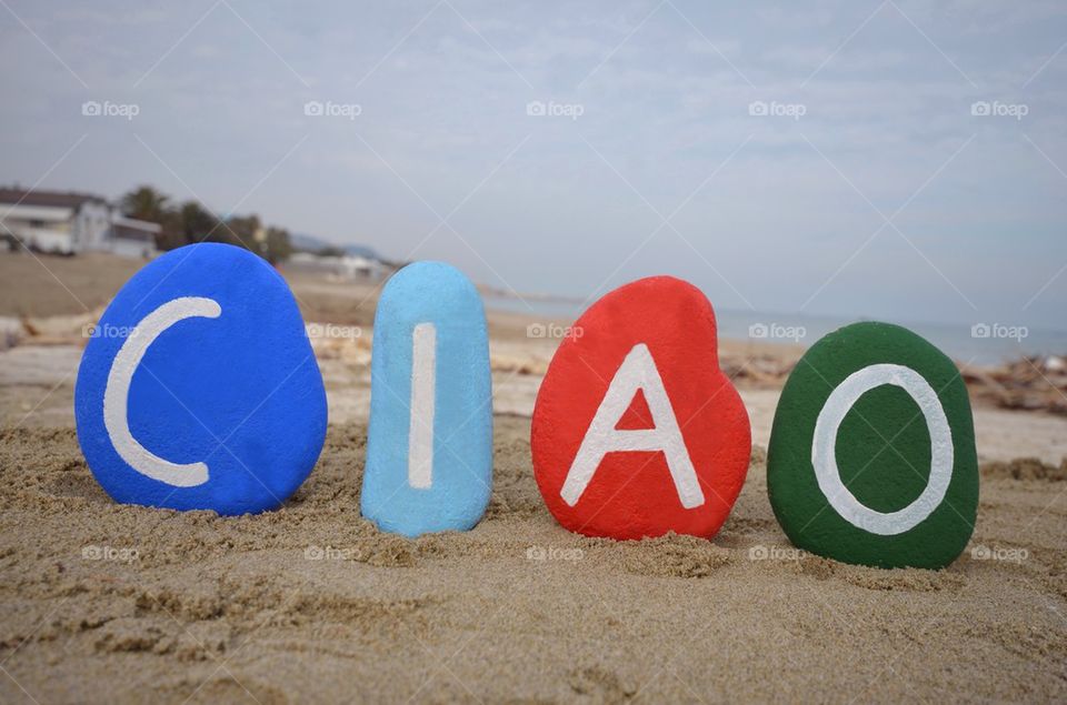 Ciao on colourful stones