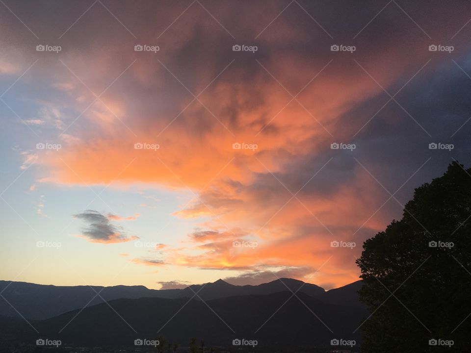 Sunset on mountain landscape 