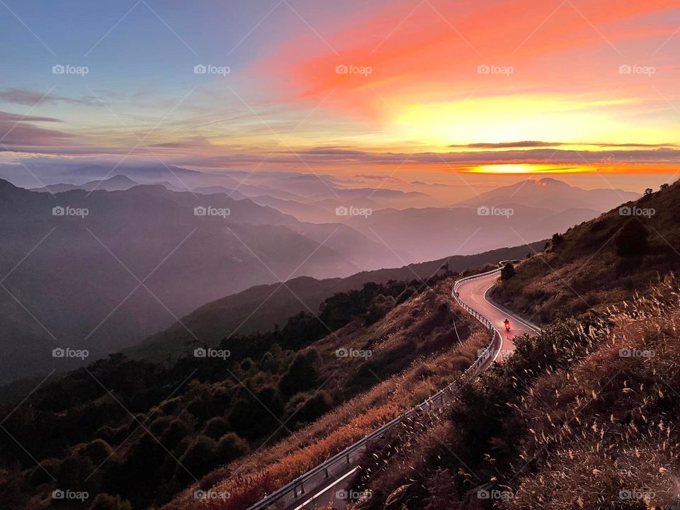 Beautiful sun set mountain scenery