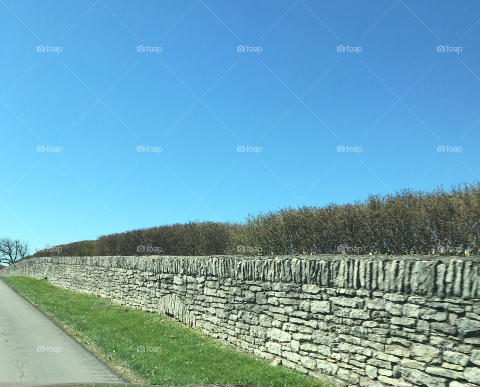 Rock wall and blue sky