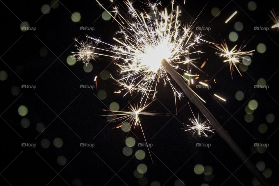 Nighttime Sparkler firework photo