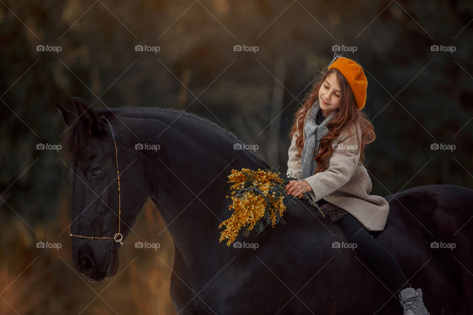 Little girl with horse