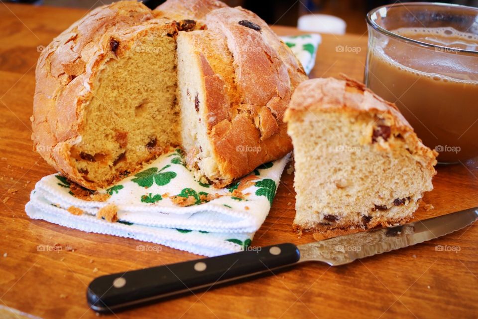 St. Patrick’s Day-Irish cream coffee and Irish soda bread.