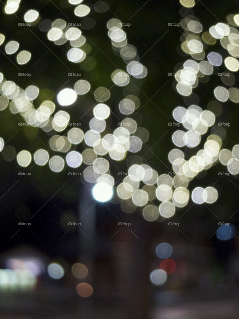 Blurred white lights at night