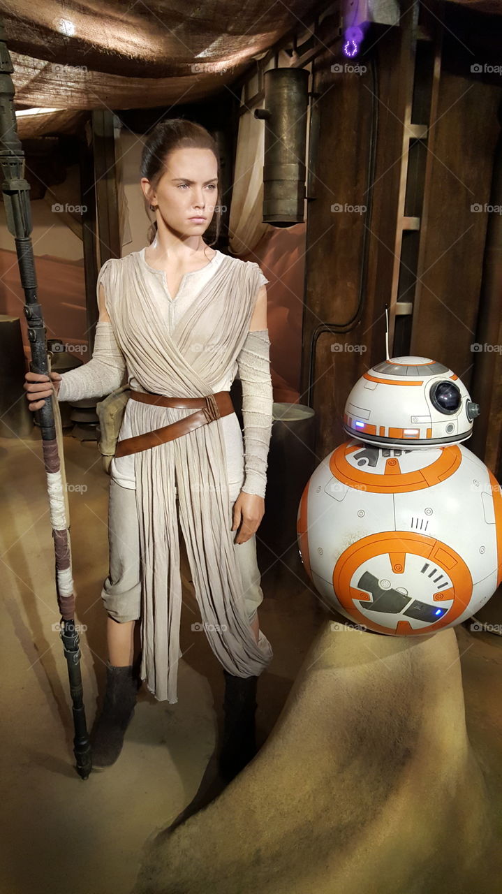 Rey and BB-8 droid, new wax figures of Star Wars at Madame Tussauds in London