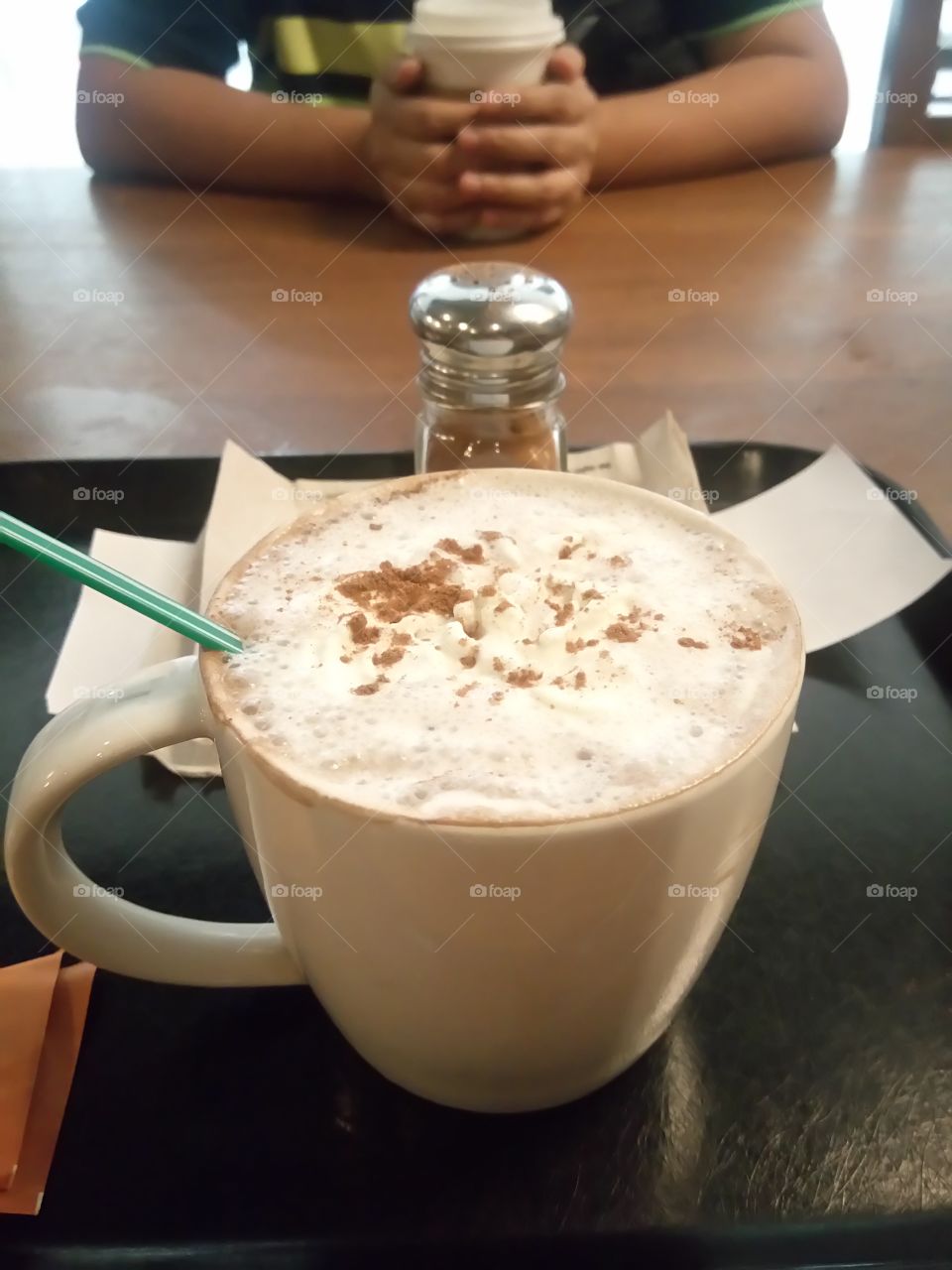 mocha latte with dash of cinnamon. yum