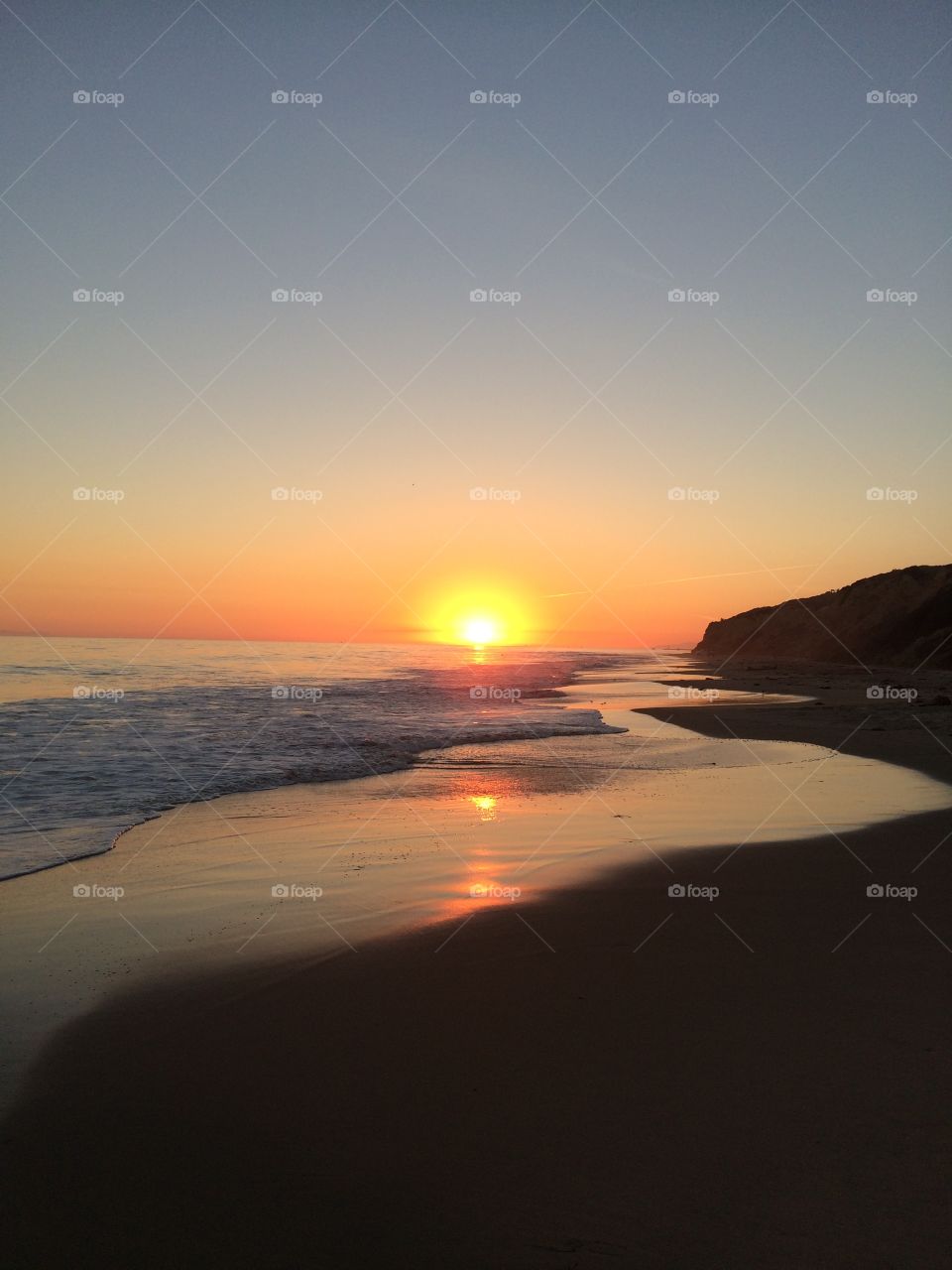 Sunset view of beach