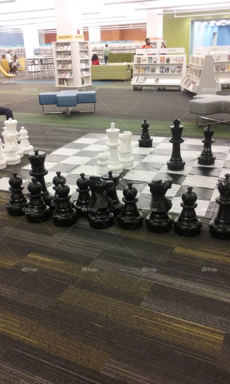 Giant chess at Schaumburg Library