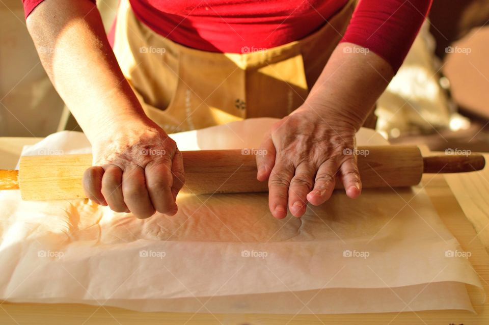 grandmother's hands kneading