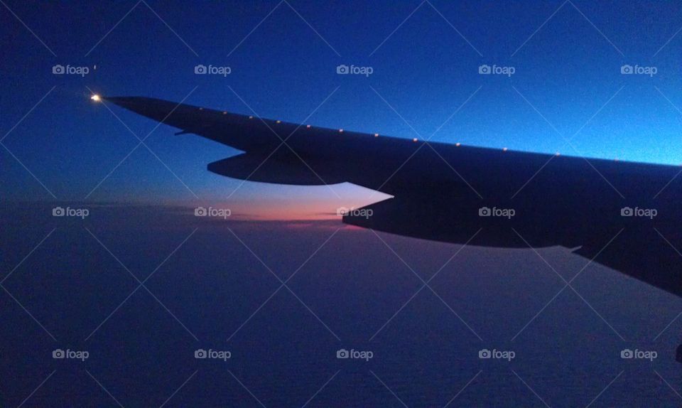 Sunrise view from an airplane