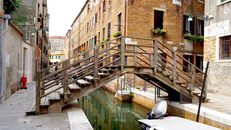 Canal and architecture in venice, italy