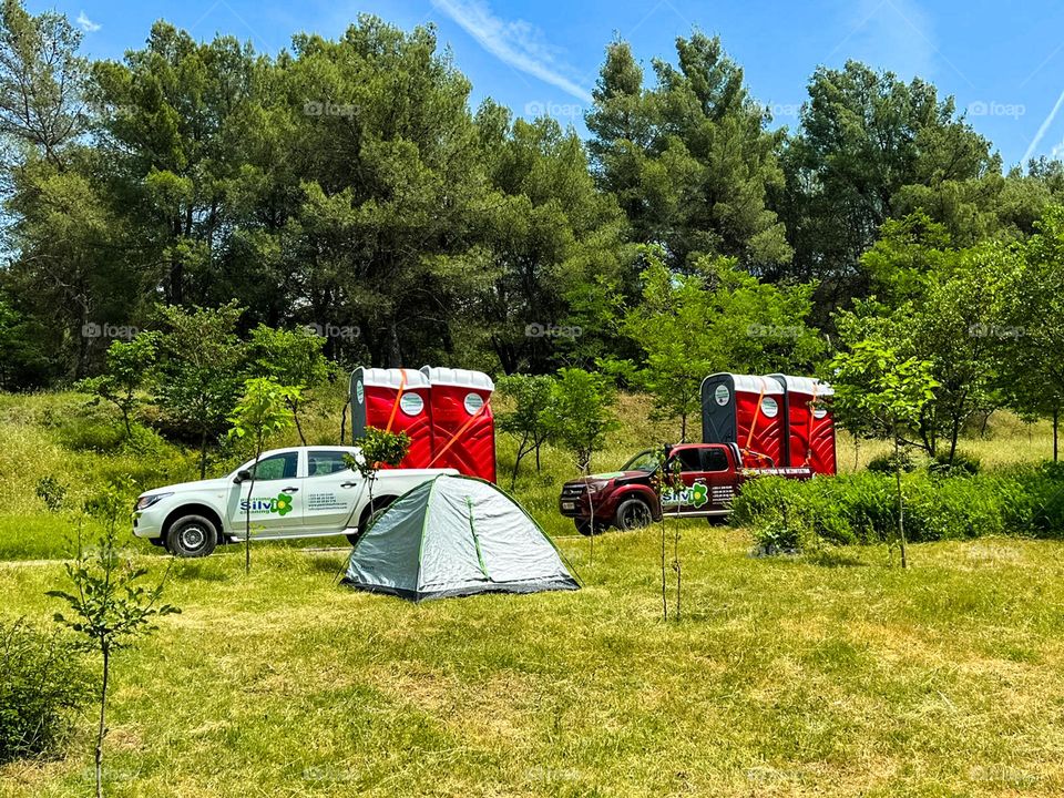 camping on summer and the necessary facilities (toilets)