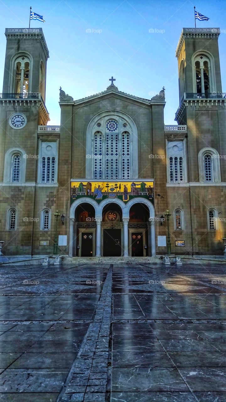 Metropolitan Cathedral of Athens in the morning