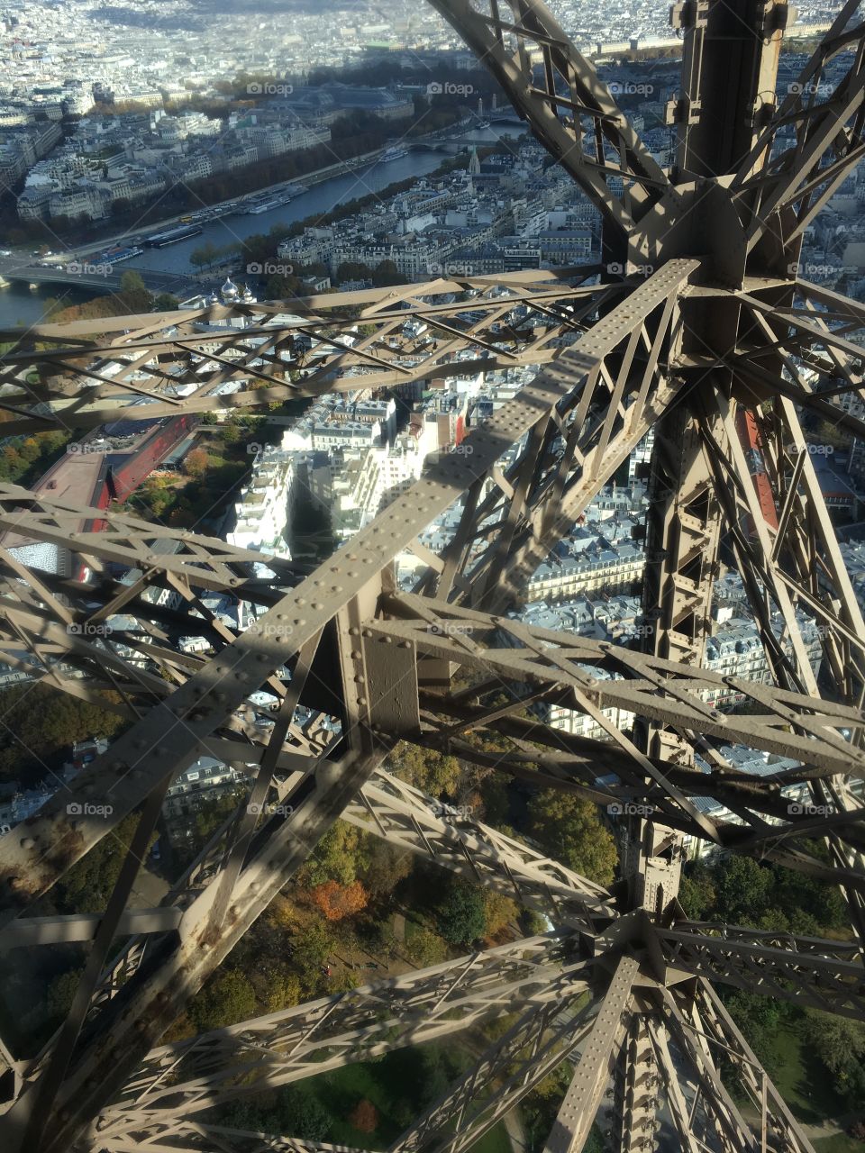 View from the elevator on Eiffel tower