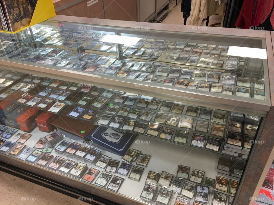 Display case full of specialty playing cards