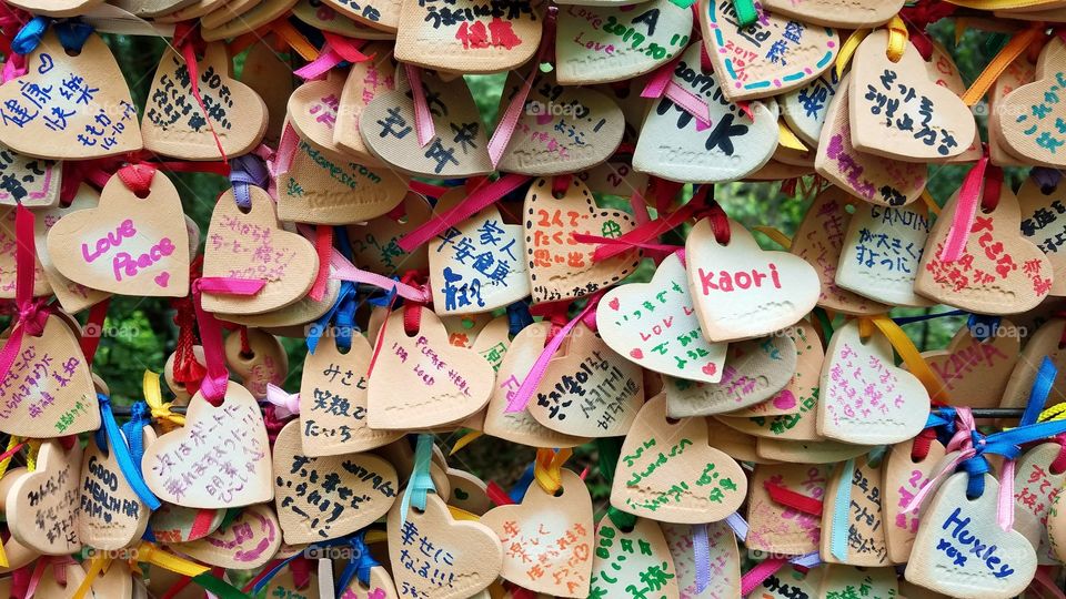 Wish hearts on the wall