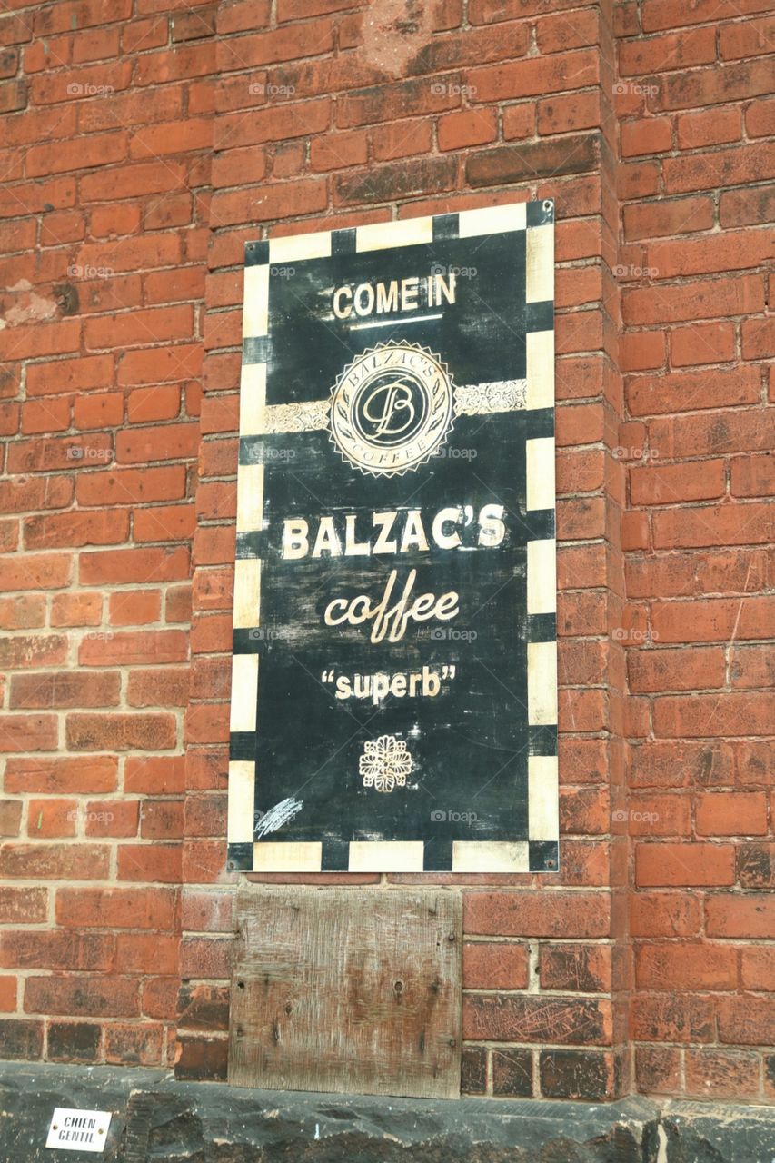 vintage looking Balzac coffee sign