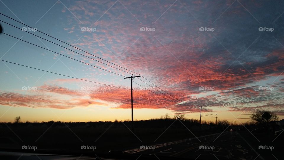 Electricity, No Person, Sunset, Sky, Wire