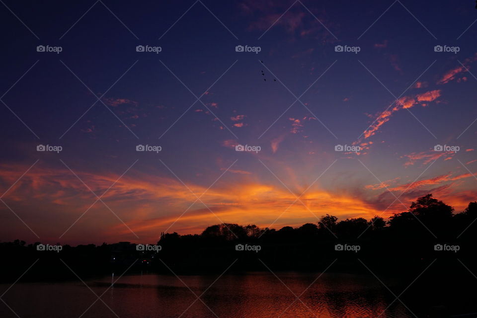 sunset in reservoir