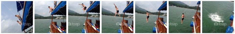 Jumping off the top of the boat