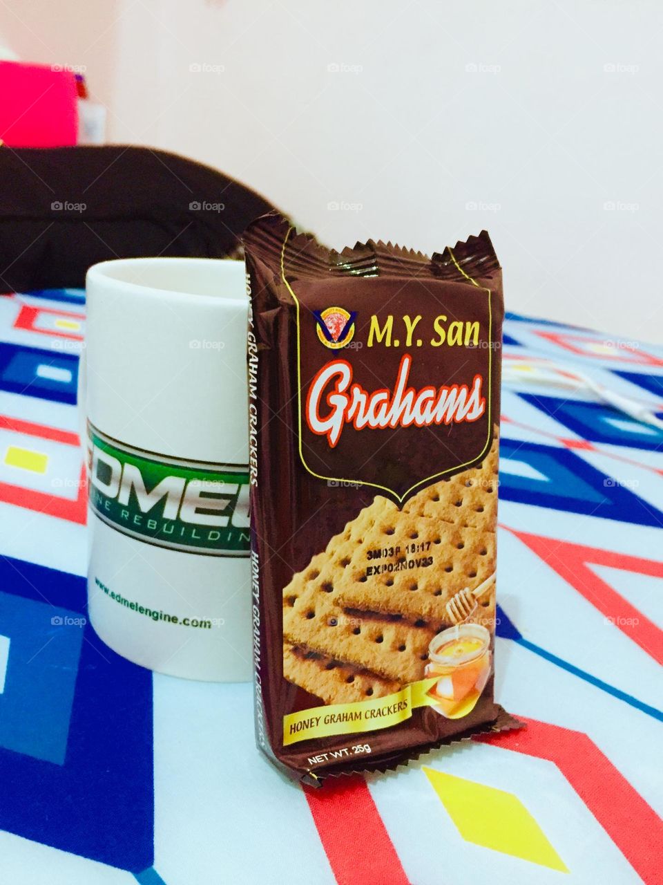 Perfect combination of Graham biscuits and coffee with milk