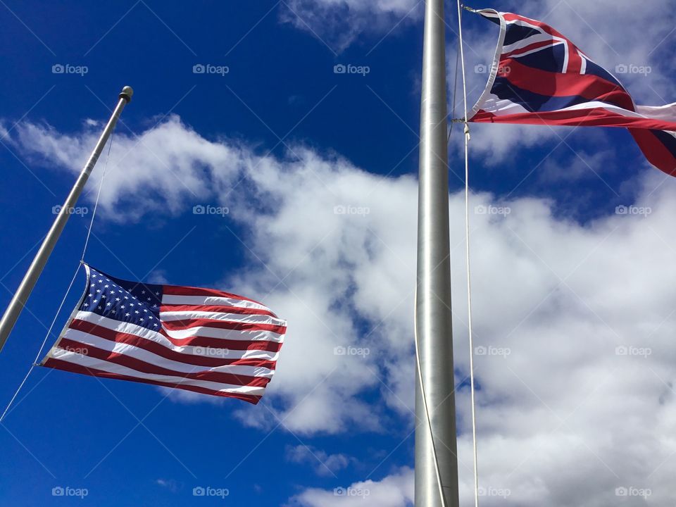 Flags at half mast - U.S. and state of Hawai‘i