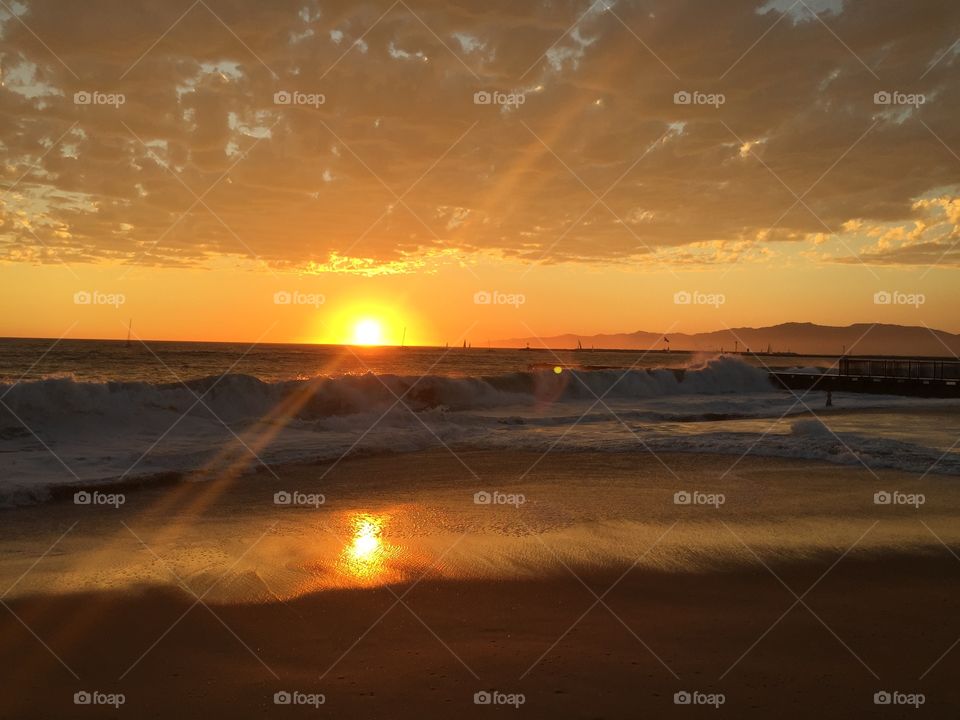 Sunset view of beach