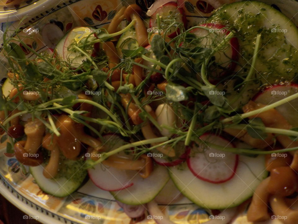 Wild mushroom salad in Vilnius 