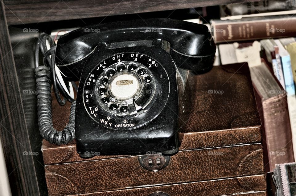 Old rotary dial telephone. Old rotary dial telephone