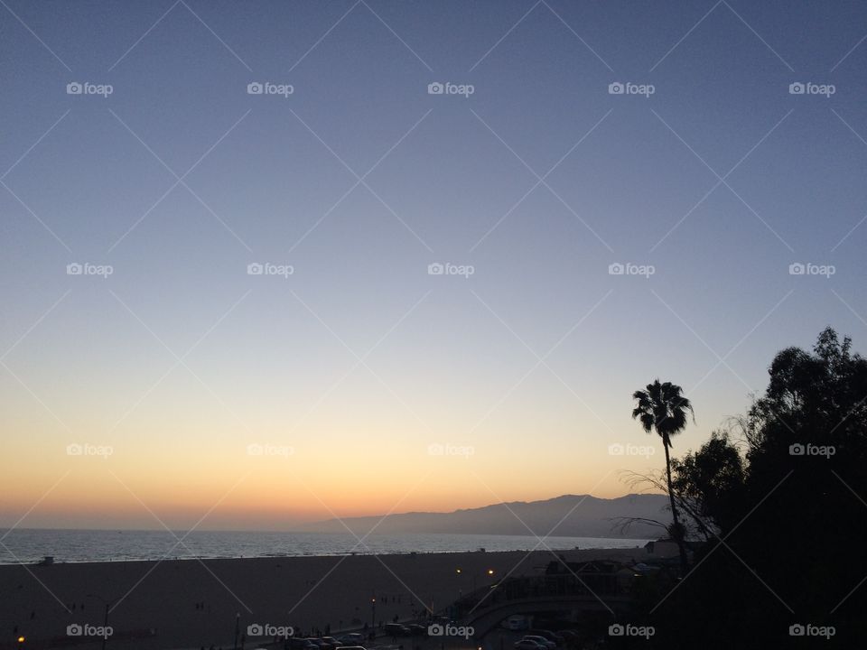 Santa Monica sunset. Taken in the overlook to the Santa Monica pier in California. 