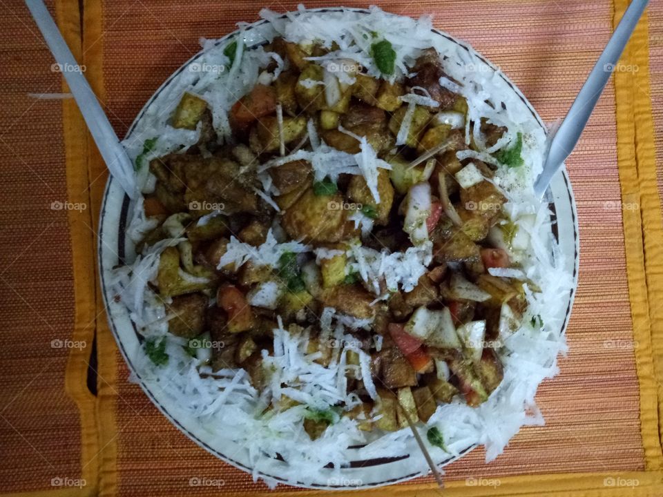 Aloo Chaat(fried potato's) Indian mouth watering snack