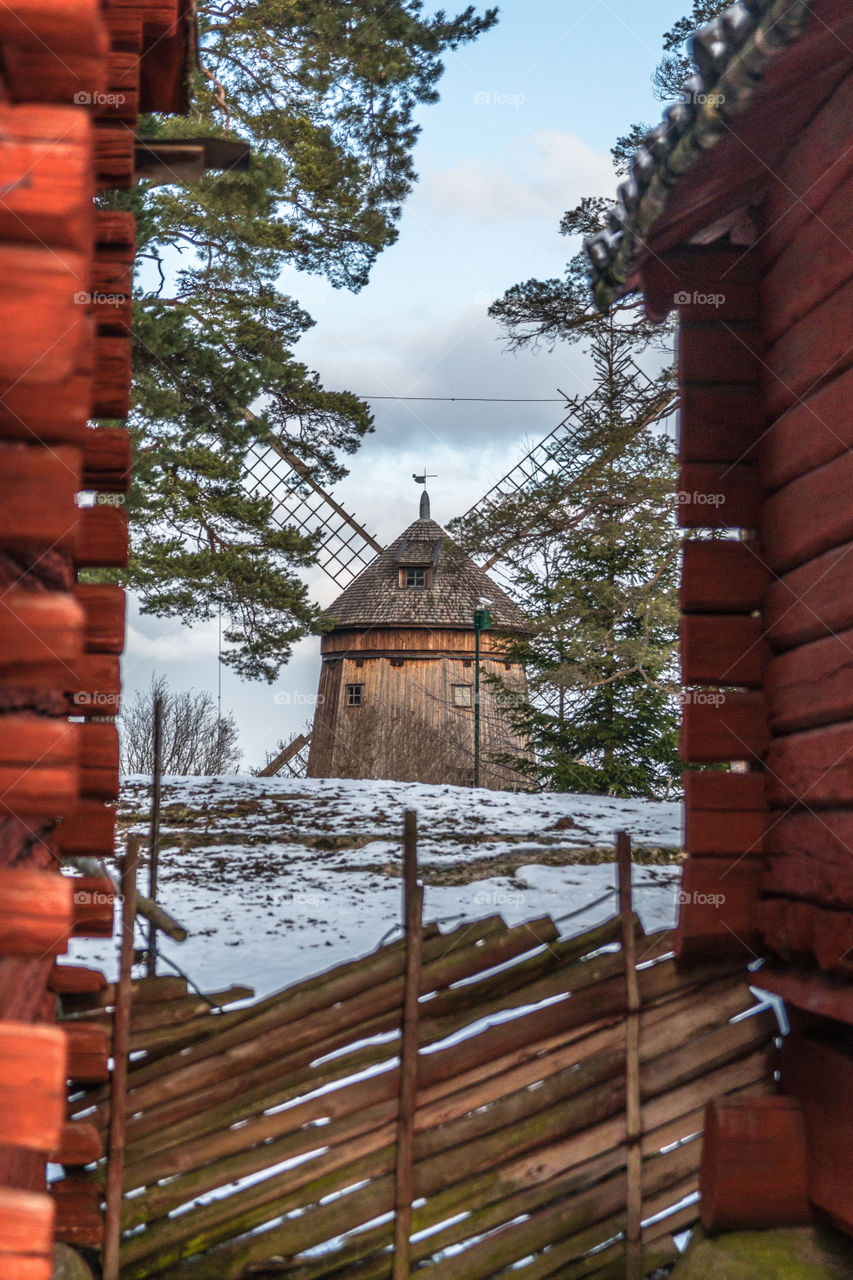 Windmill at Torekällberget (Open museum), Sweden. 