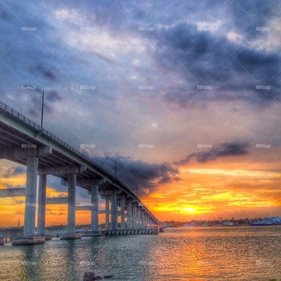 Sunset under the bridge