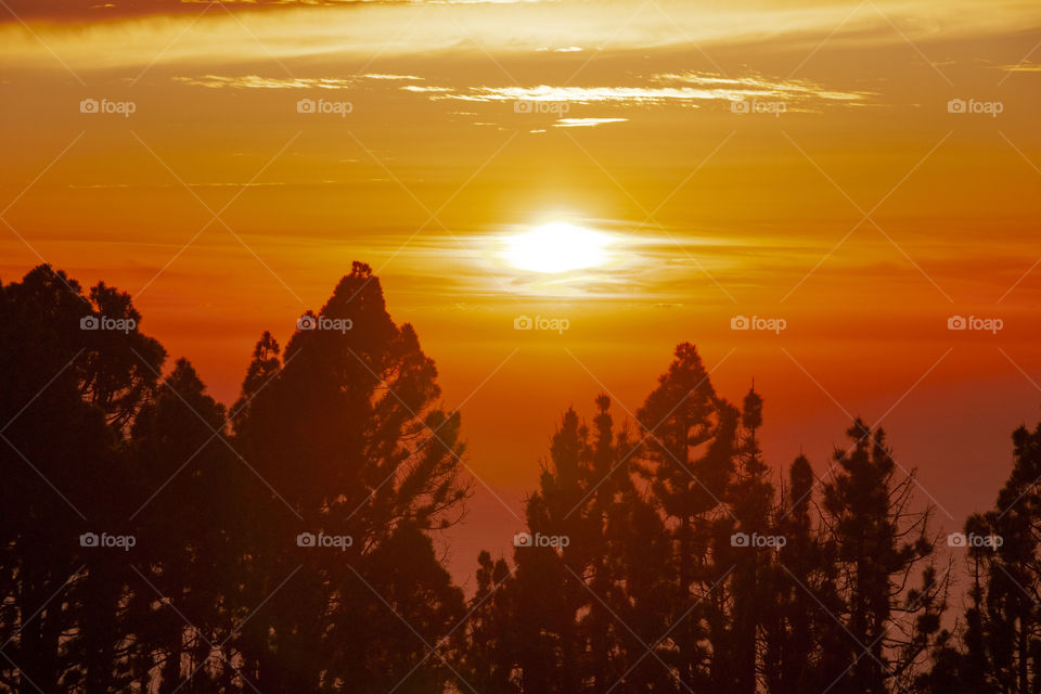 Amazing sunset. La Palma Island, Canary Islands, Spain 