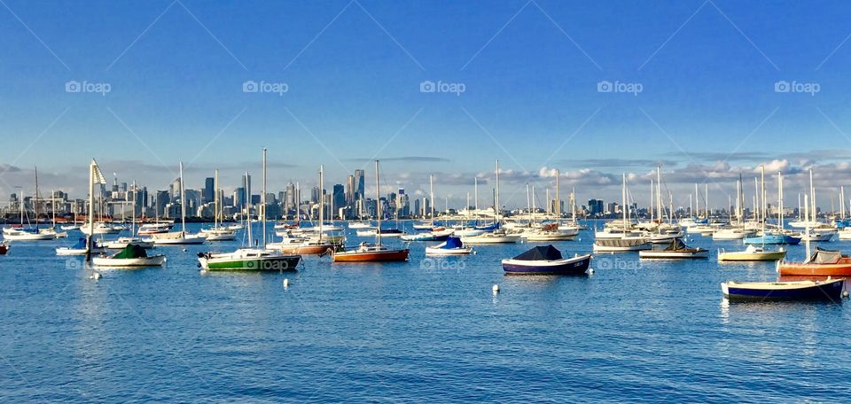 Melbourne skyline from Williamstown 