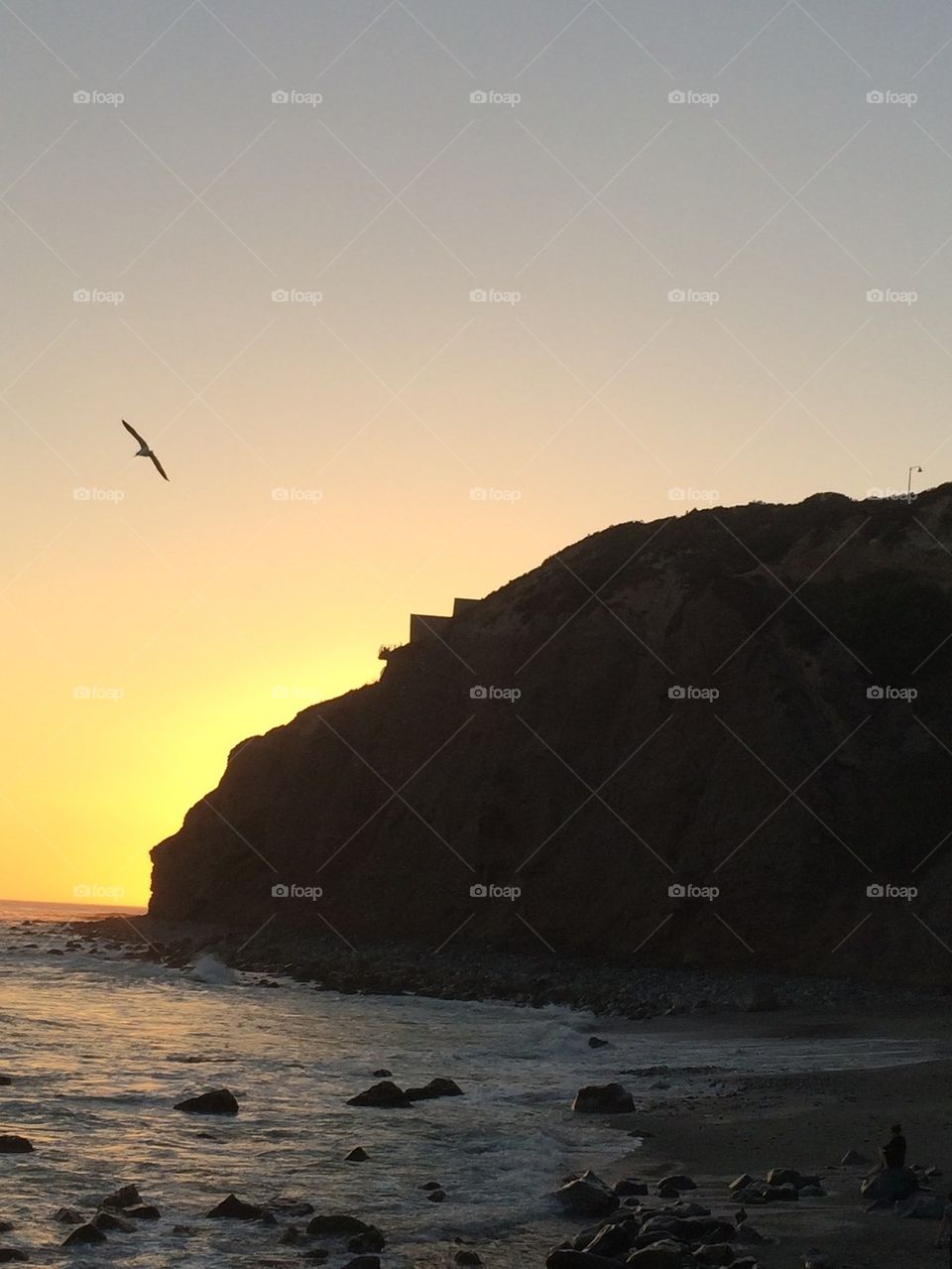 Sun setting in Dana Point