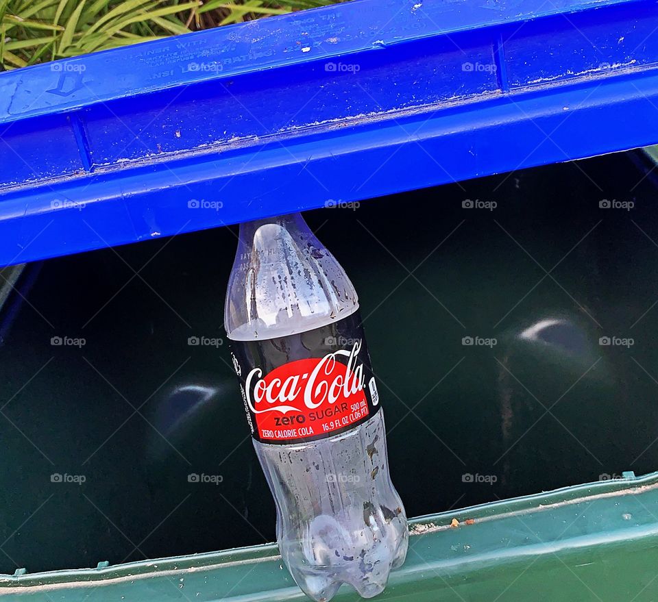 Coca Cola recyclable bottles.