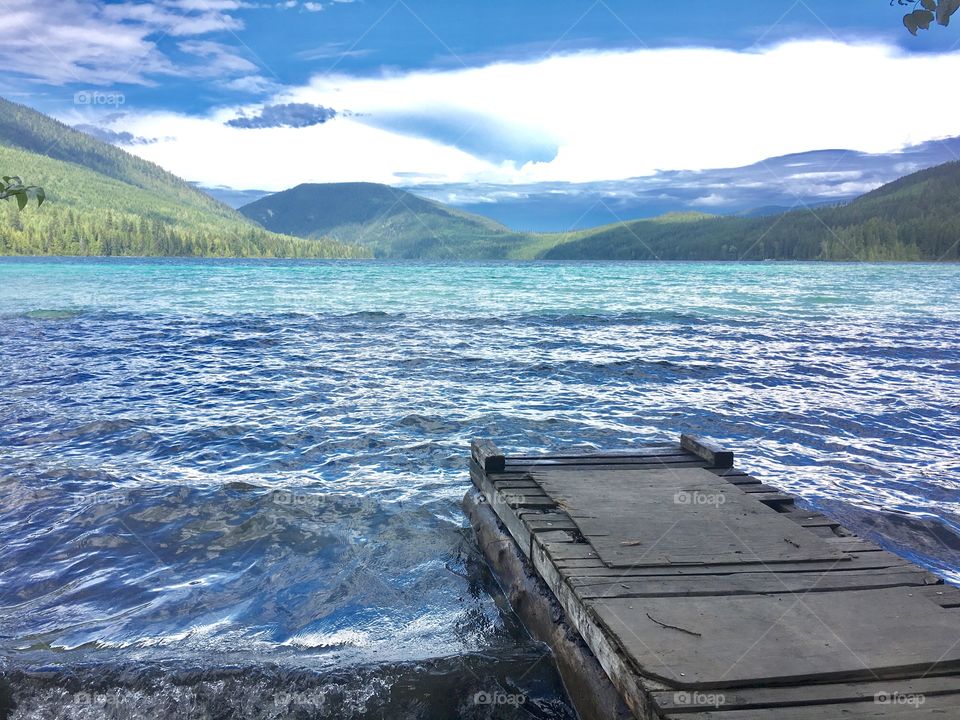 Dock on the lake near Kamloops, British Columbia, Canada. 