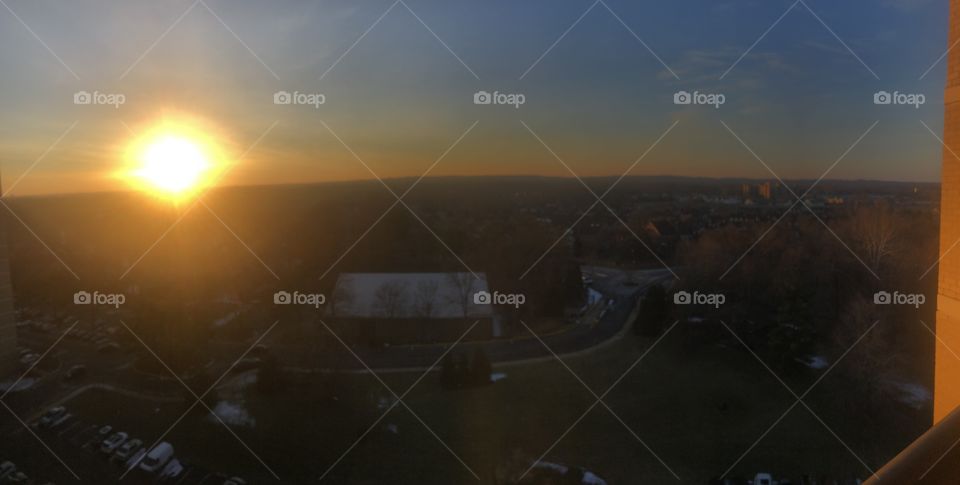 Panoramic Winter Sunset View 