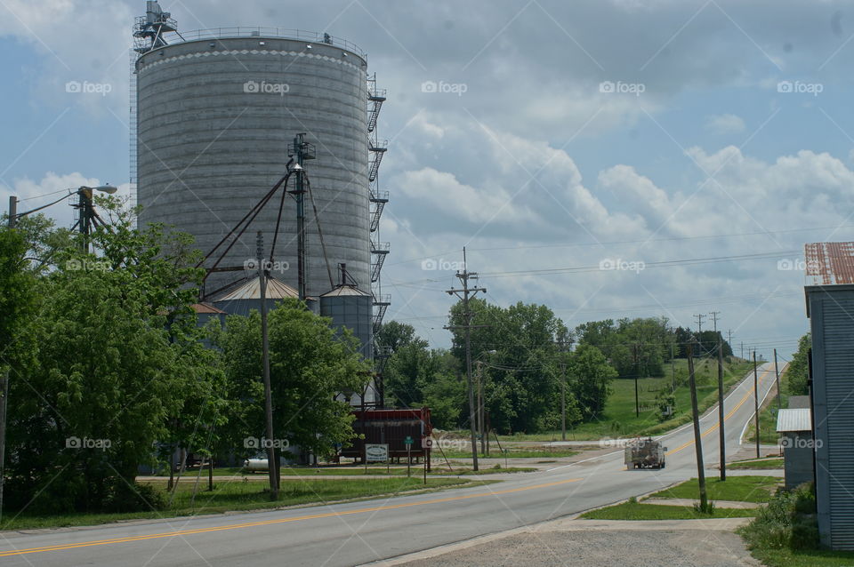 Prairie town. A scene from northern Kansas or southern Nebraska 