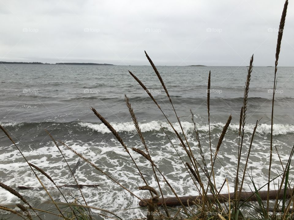 Grey skies over pacific sea